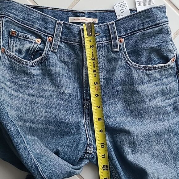 Levi's Low Pro Straight leg Blue Jeans Denim Distressed Women's 26 Cotton Pants - Picture 5 of 10